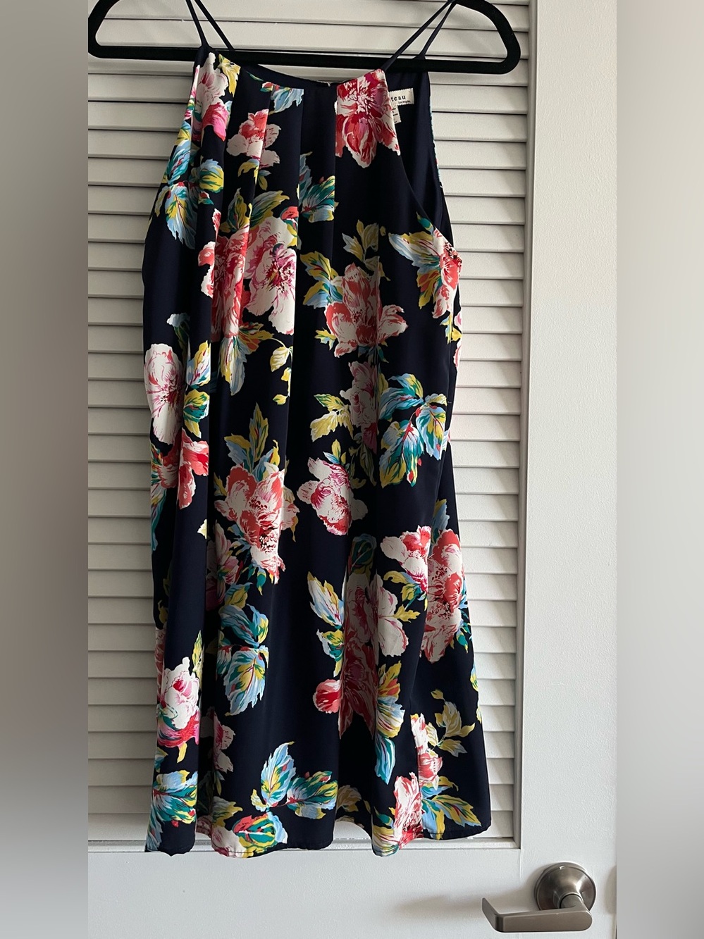 Monteau Navy Blue Top with Printed Accent - Picture 1 of 6